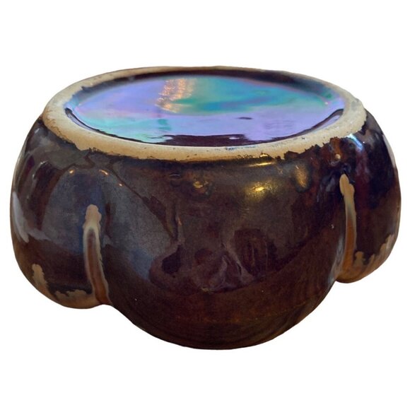 Vintage Brown Ceramic Ashtray With Drip Glaze Design - Picture 9 of 13